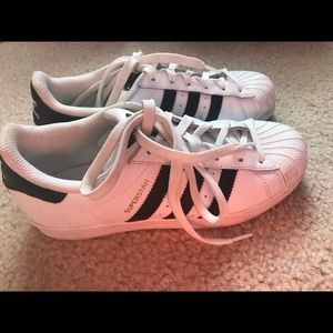 Black and White Adidas Superstars